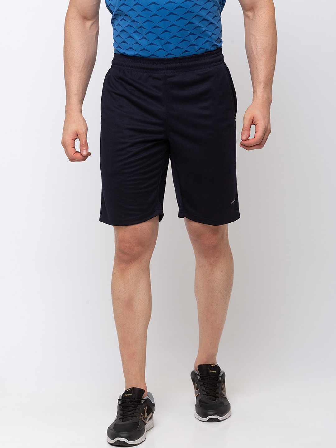 

Black Panther Men Navy Blue Mid-Rise Sports Shorts
