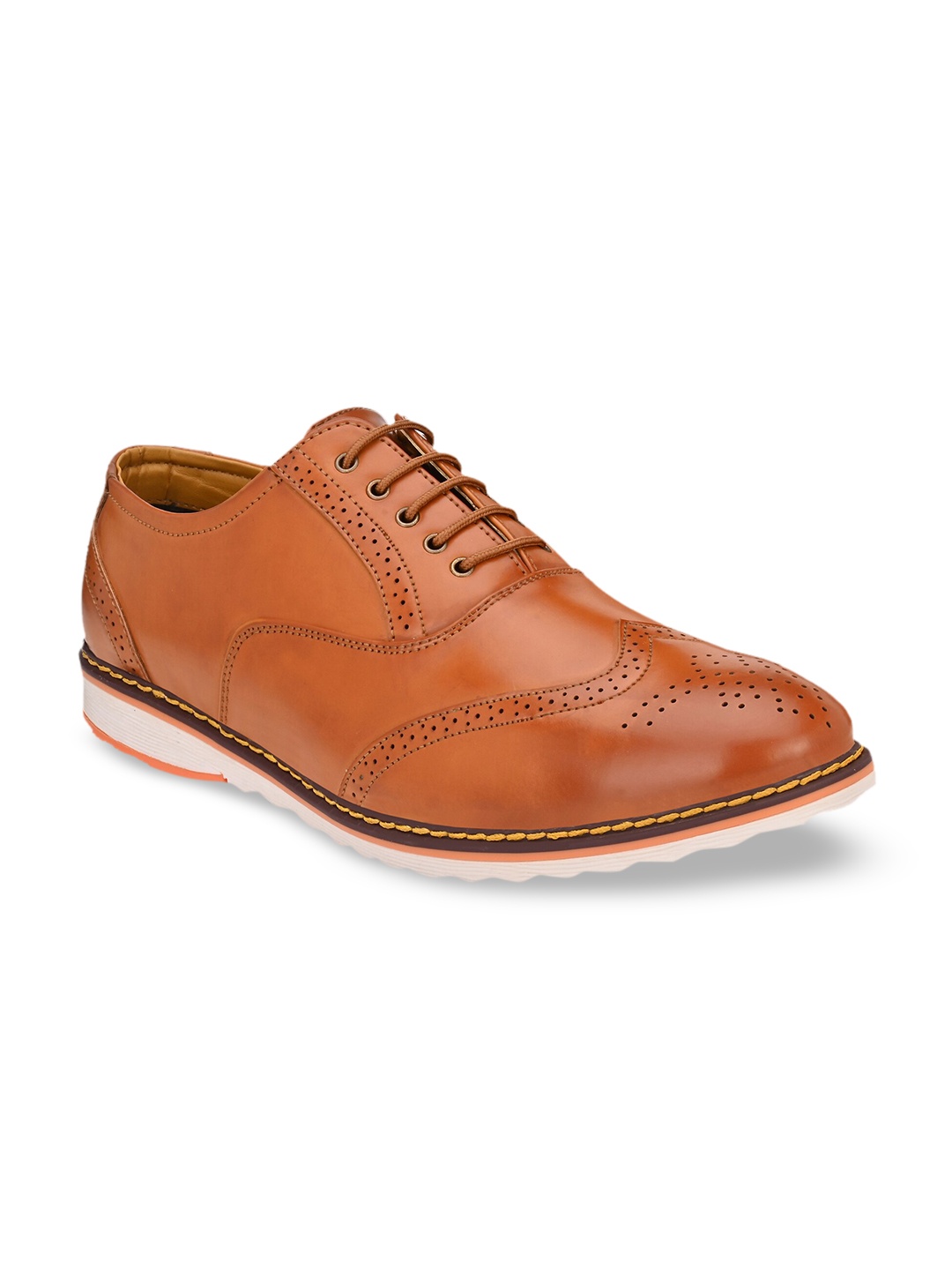 

ALBERTO MORENO Men Tan Perforations Brogues