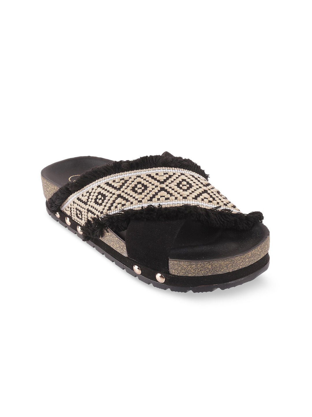 

Catwalk Women Black & Off-White Boho Aztec One Toe Flats