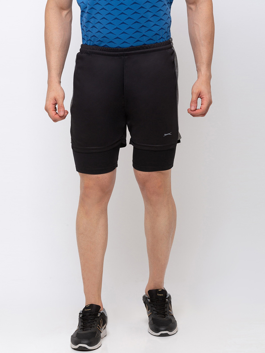 

Black Panther Men Black Mid-Rise Sports Shorts