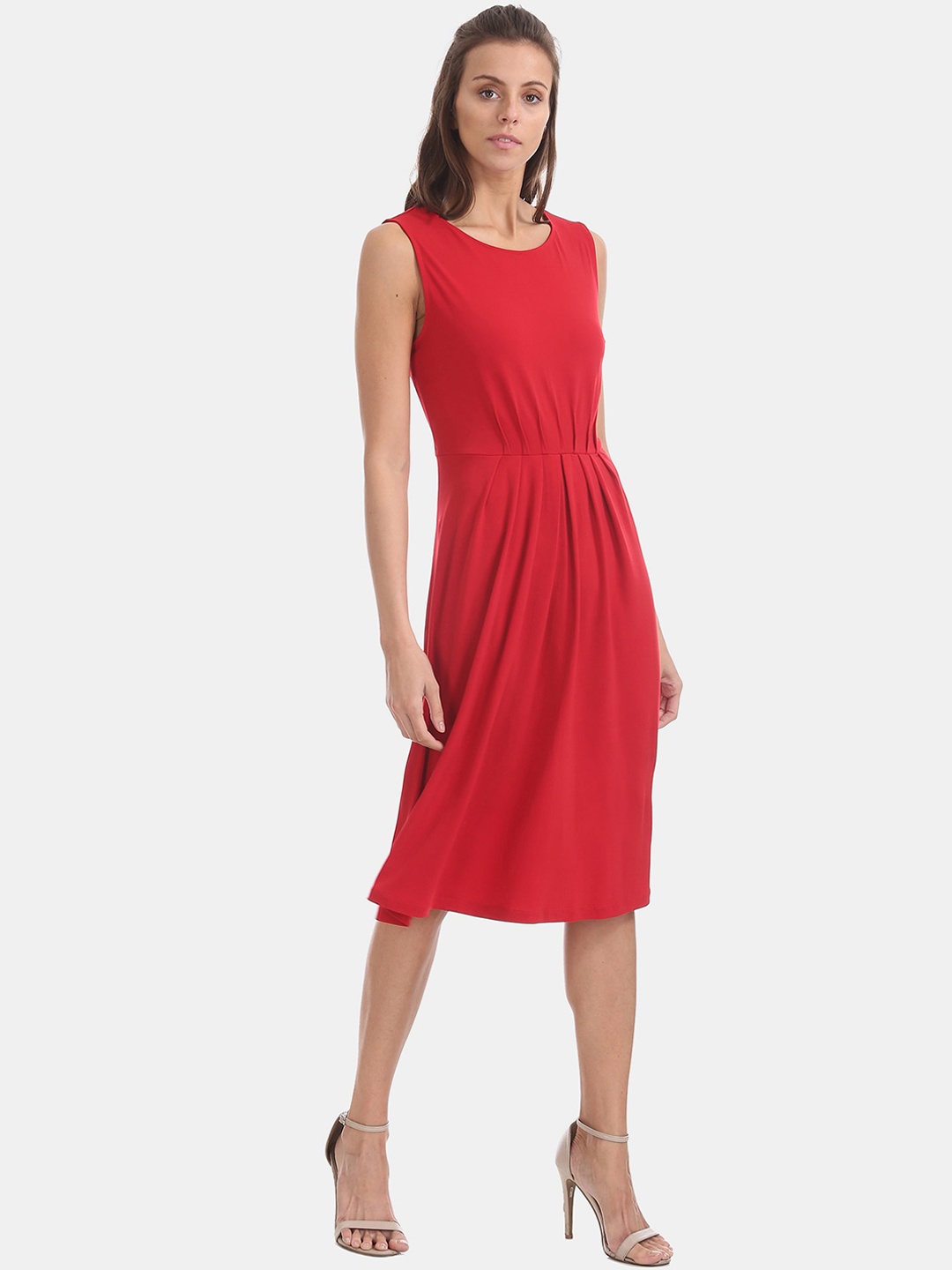 

U S Polo Assn Red Solid Flared Dress