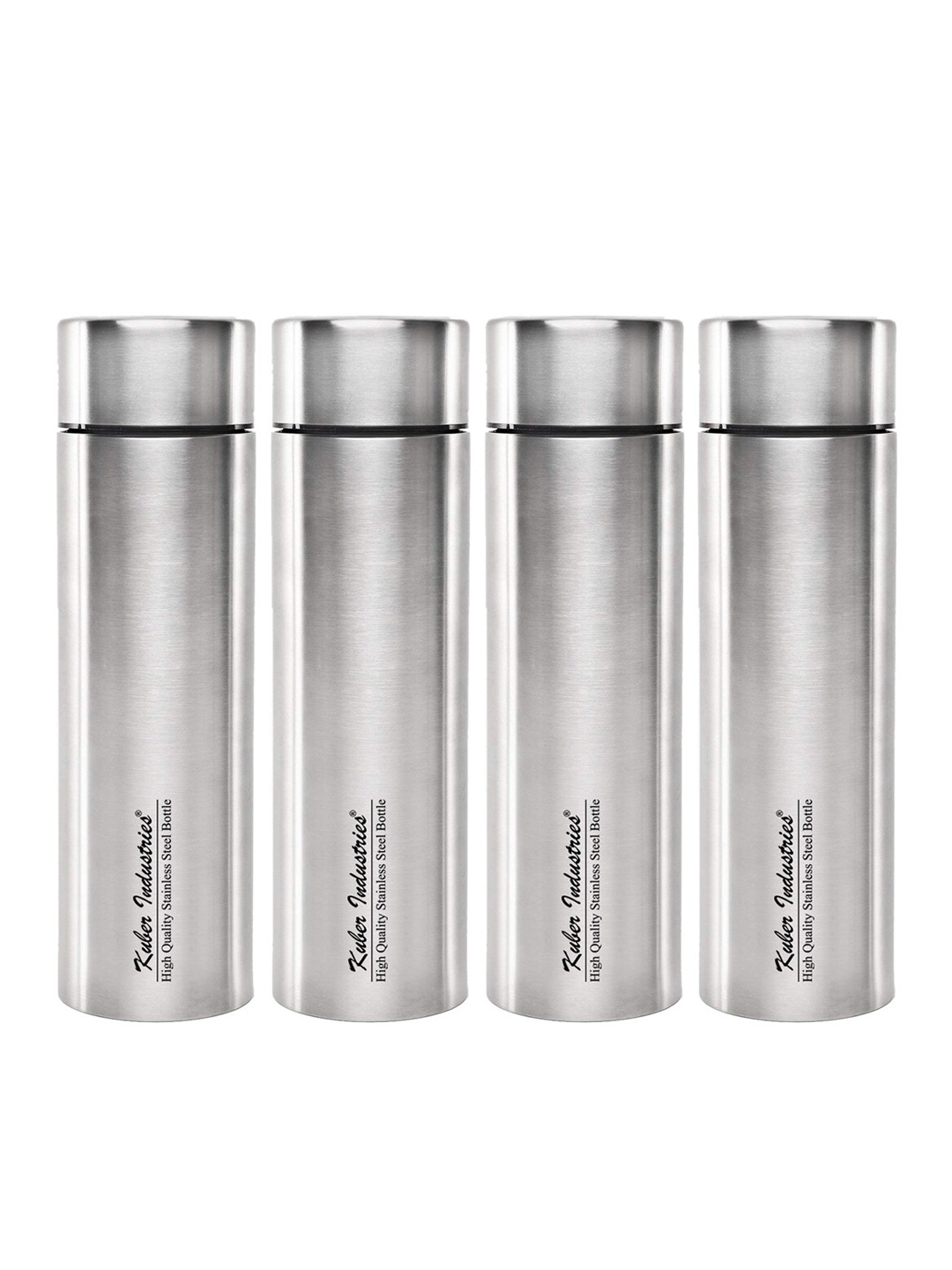 Kuber Industries Pack Of 4 Silver Printed Stainless Steel Water Bottle