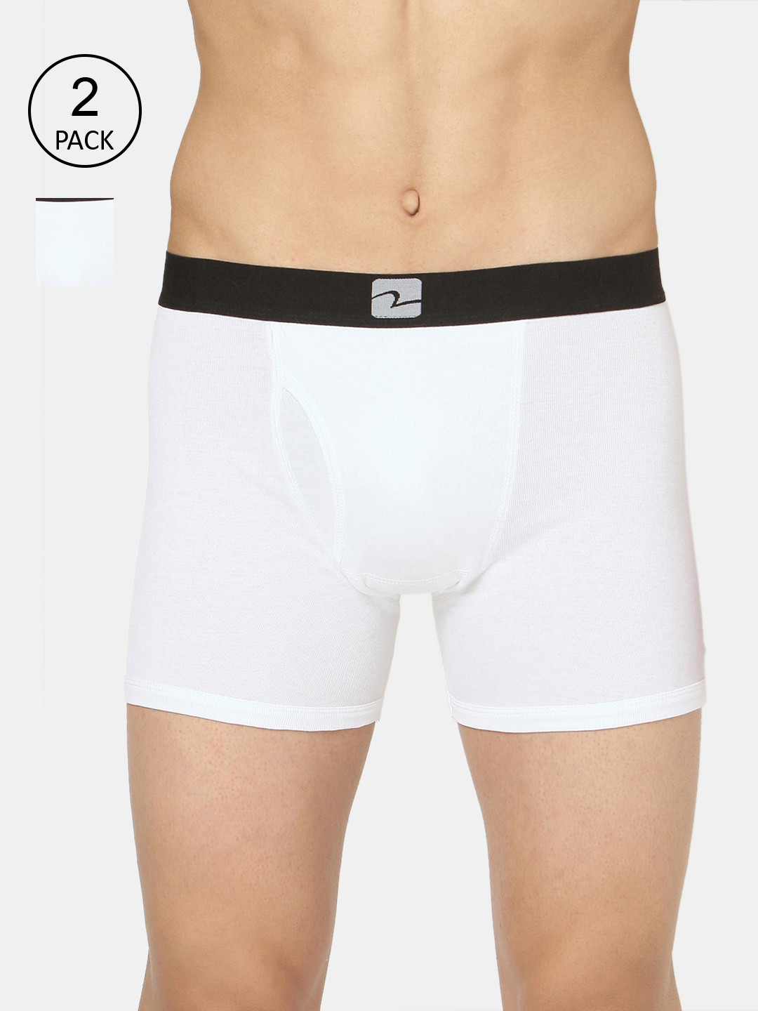 

UnderJeans by Spykar Men Pack Of 2 White Solid Cotton Trunks UJMTRPTC038