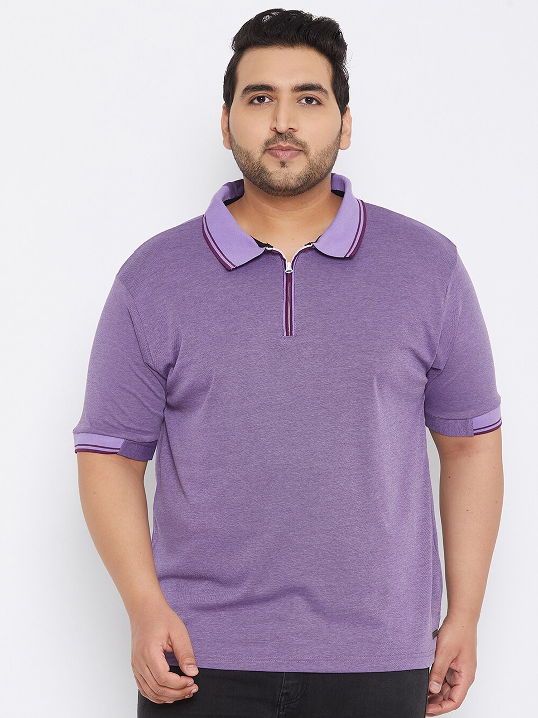 

Instafab Plus Men Purple Pure Cotton Solid Polo Collar Regular Fit Pure Cotton T-shirt