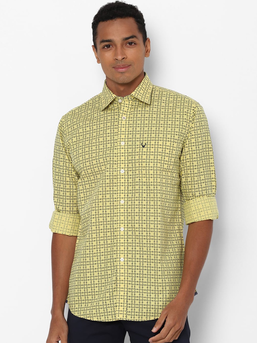 

Allen Solly Men Yellow Slim Fit Printed Casual Shirt