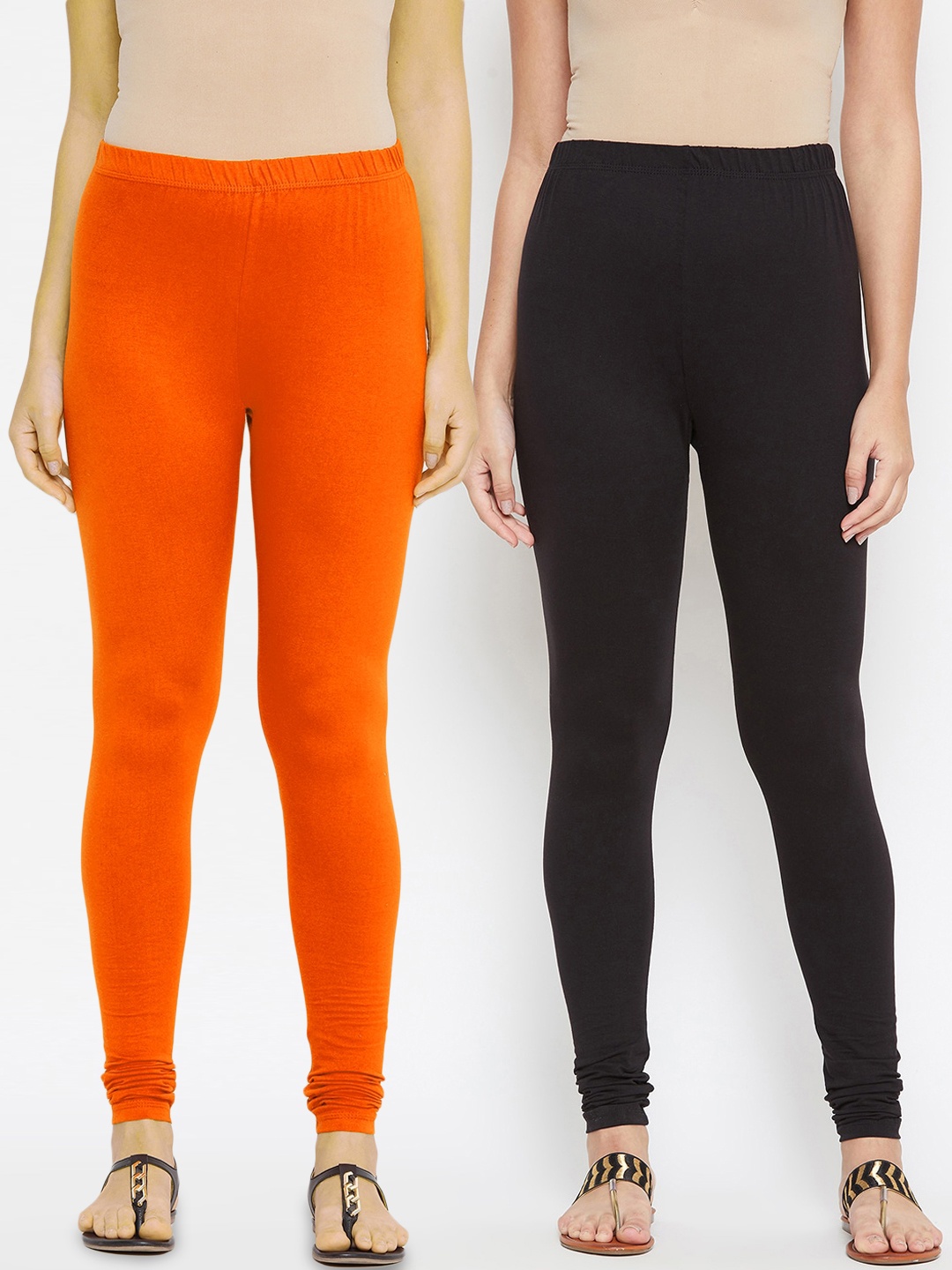 

Bitterlime Women Pack Of 2 Solid Churidar-Length Leggings, Black