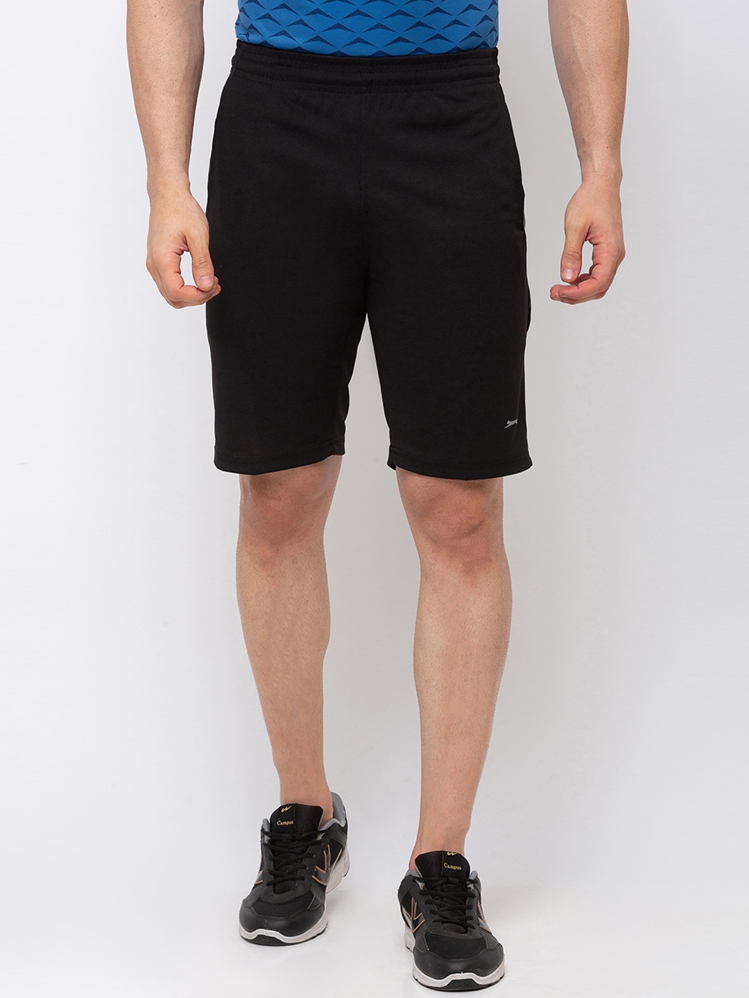 

Black Panther Men Black Mid-Rise Sports Shorts