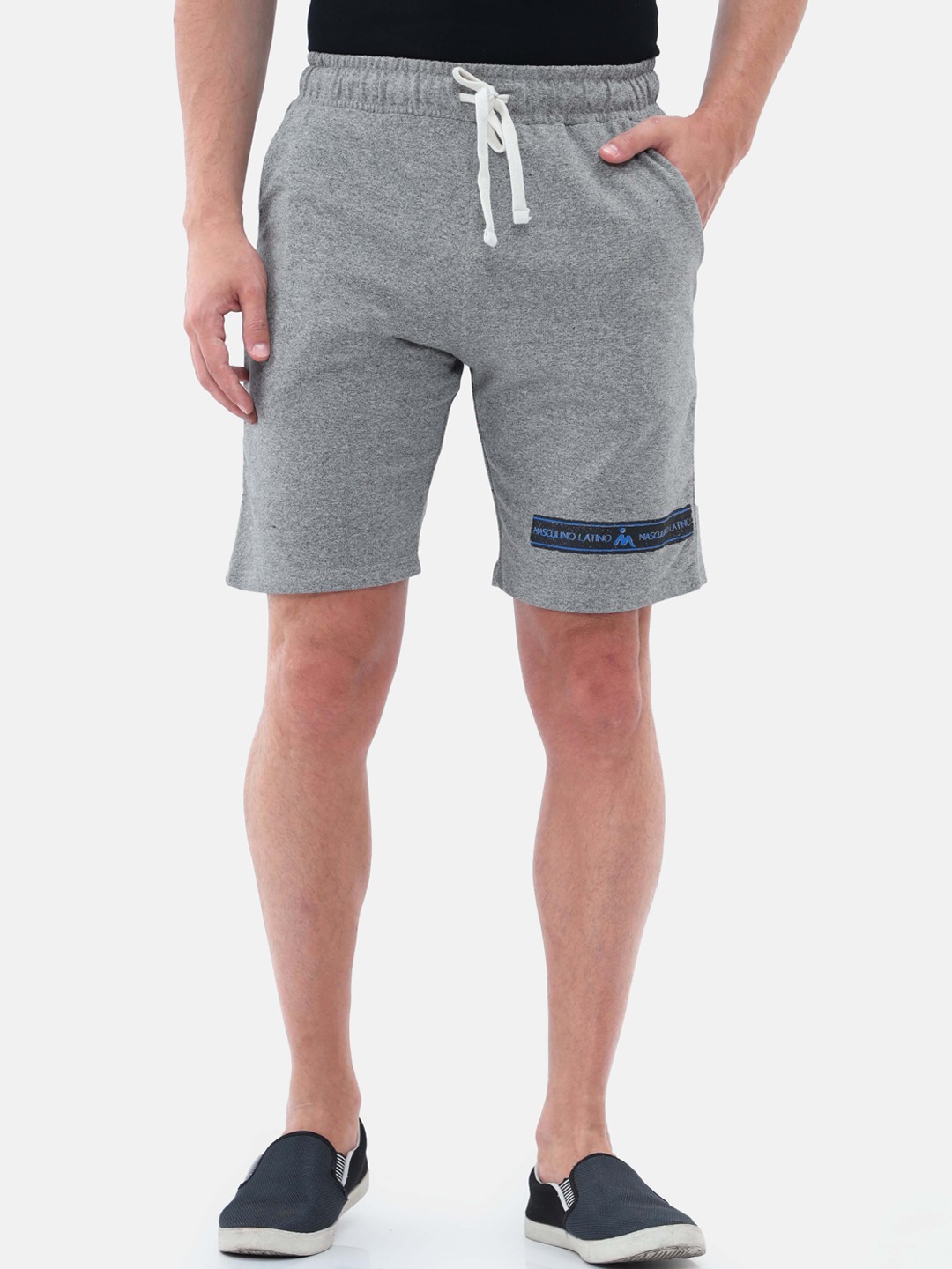 

Masculino Latino Men Grey Mid-Rise Regular Cotton Shorts