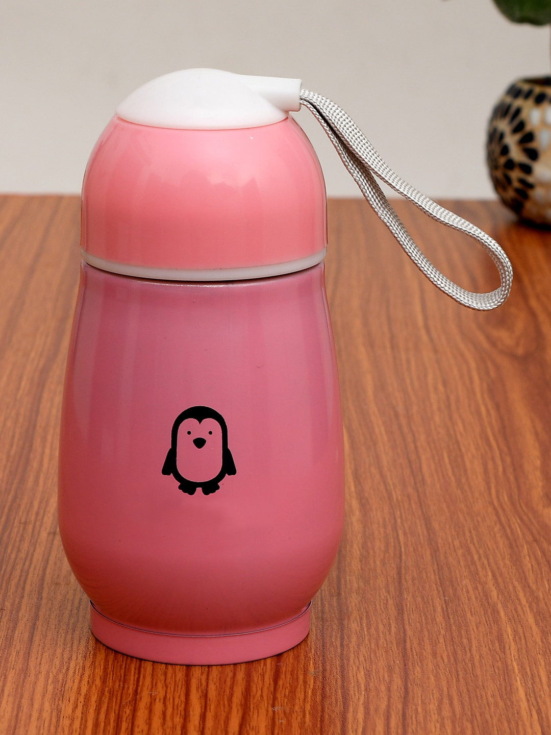 

Kuber Industries Pink Printed Stainless Steel Hot & Cold Vacuum Thermos Water Bottle 300 Ml
