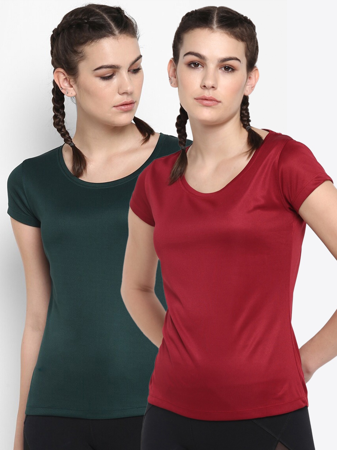 

ScoldMe Women Multicoloured Pack Of 2 Slim Fit T-shirt, Multi