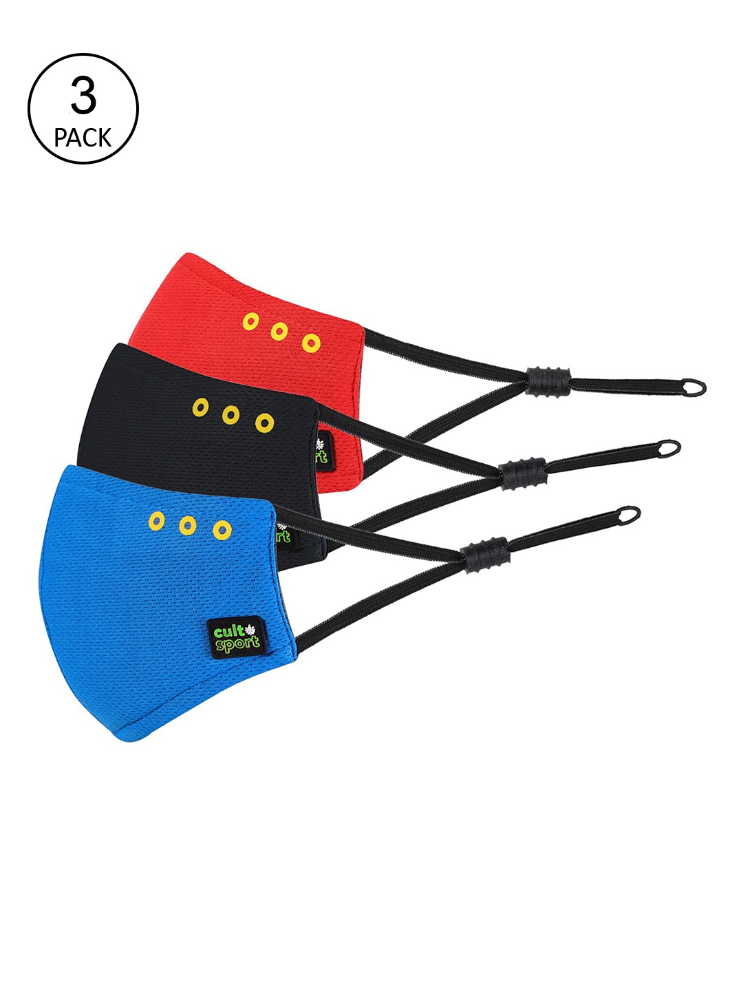 

Cultsport Kids Pack Of 3 Solid 7-ply Protective Outdoor Masks, Red