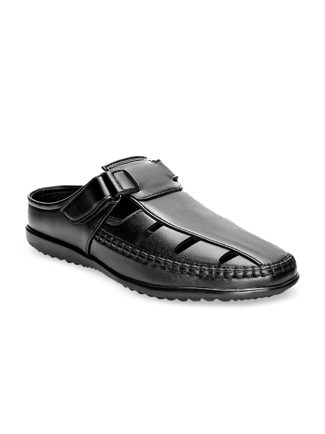 

San Frissco Men Black Leather Mules