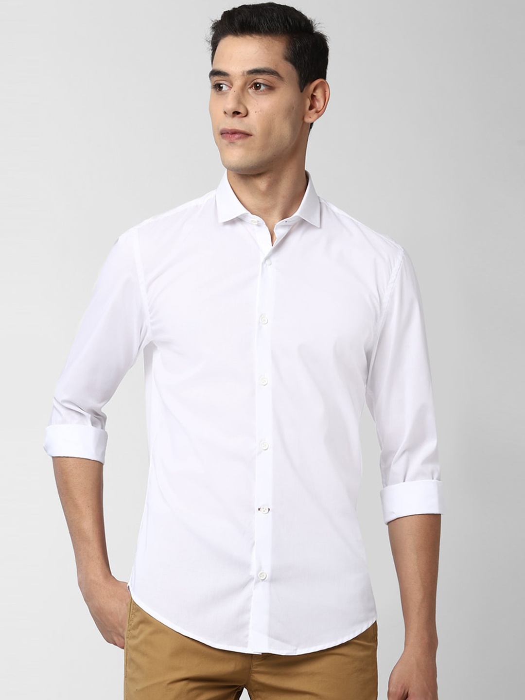 

Peter England Men White Slim Fit Full Sleeves Casual Shirt