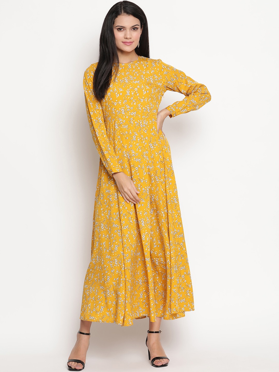 

HOUSE OF KKARMA Yellow & White Floral Maxi Dress