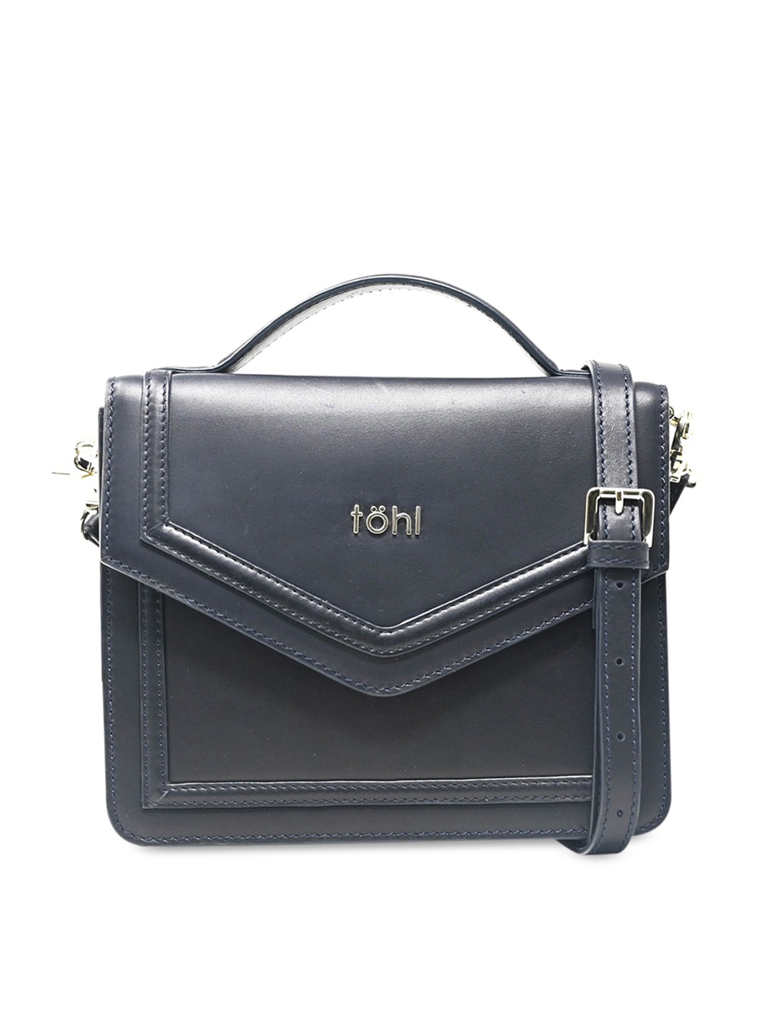 

tohl Blue Leather Structured Sling Bag