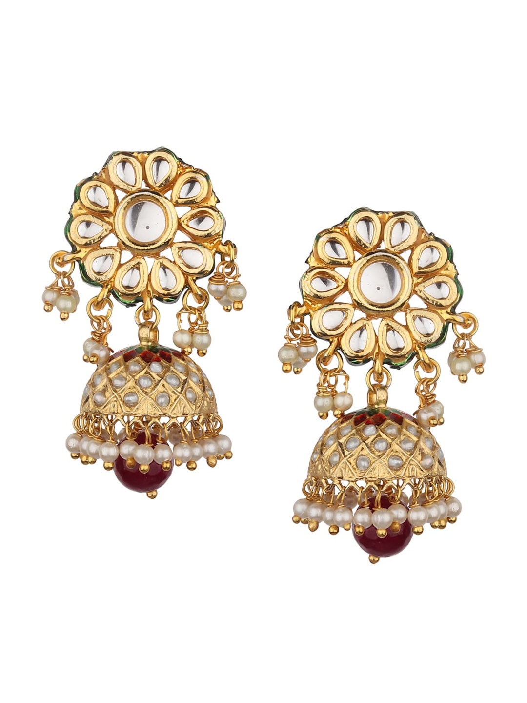 

Runjhun Gold-Toned Contemporary Jhumkas Earrings
