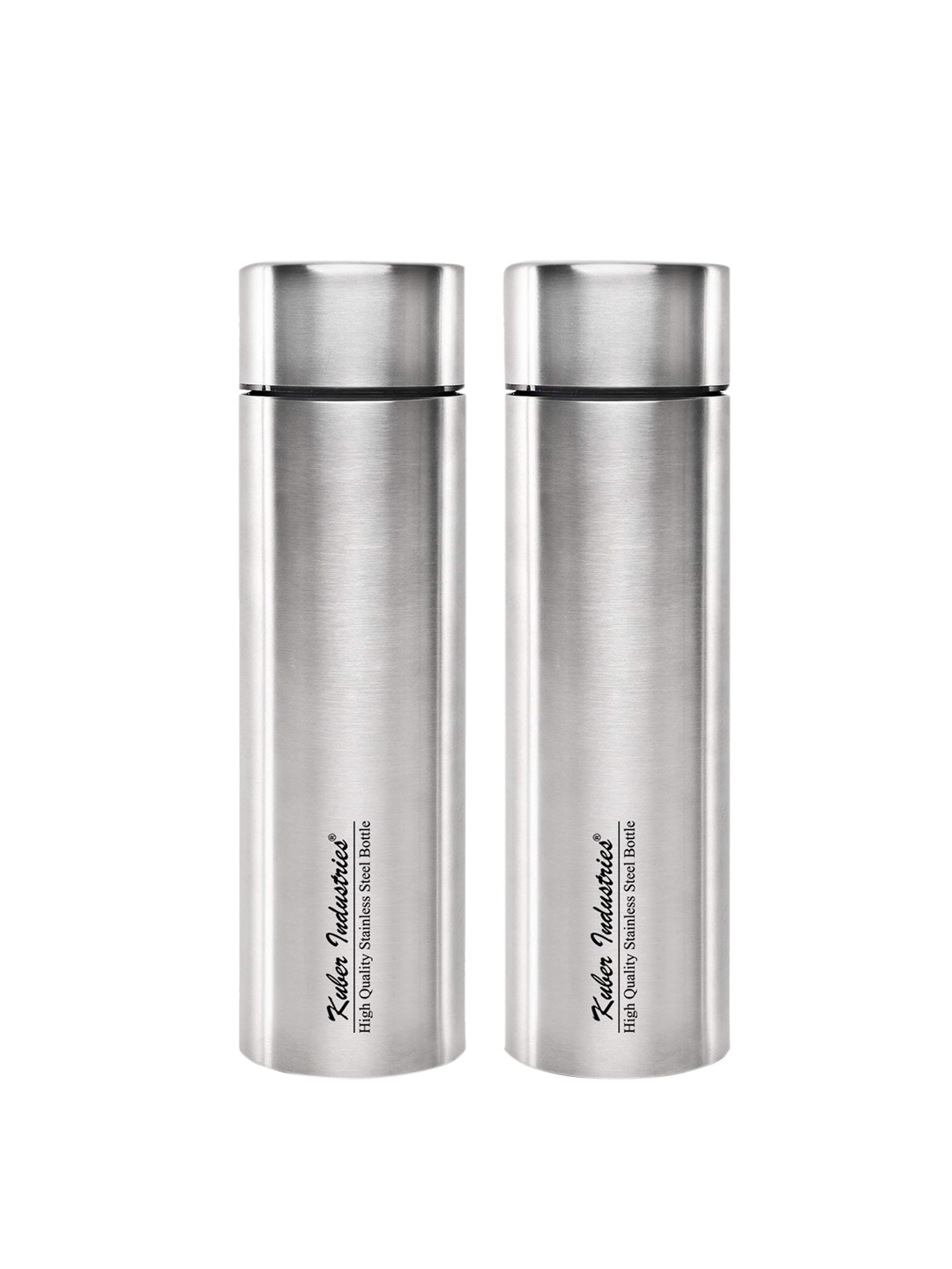 

Kuber Industries Set Of 2 Silver-Toned Solid Stainless Steel Water Bottle 1000 ML