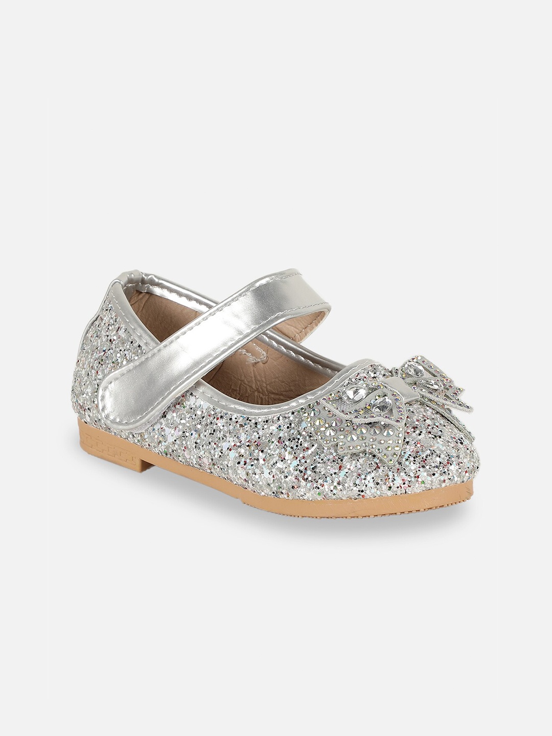 

PASSION PETALS Girls Silver Embellished Party Ballerinas