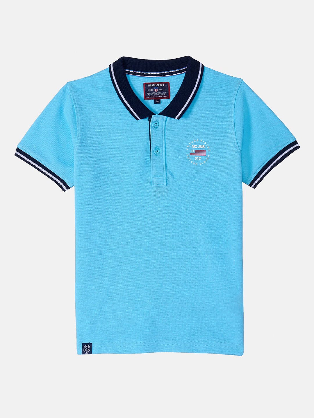 

Monte Carlo Boys Blue Solid Polo Collar T-shirt