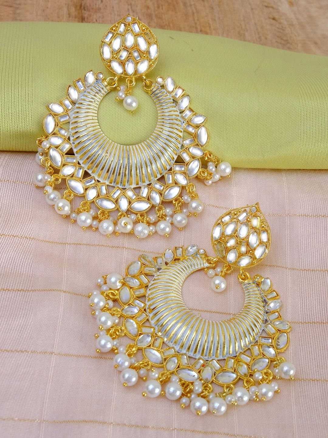 

Crunchy Fashion Gold Contemporary Chandbalis Earrings