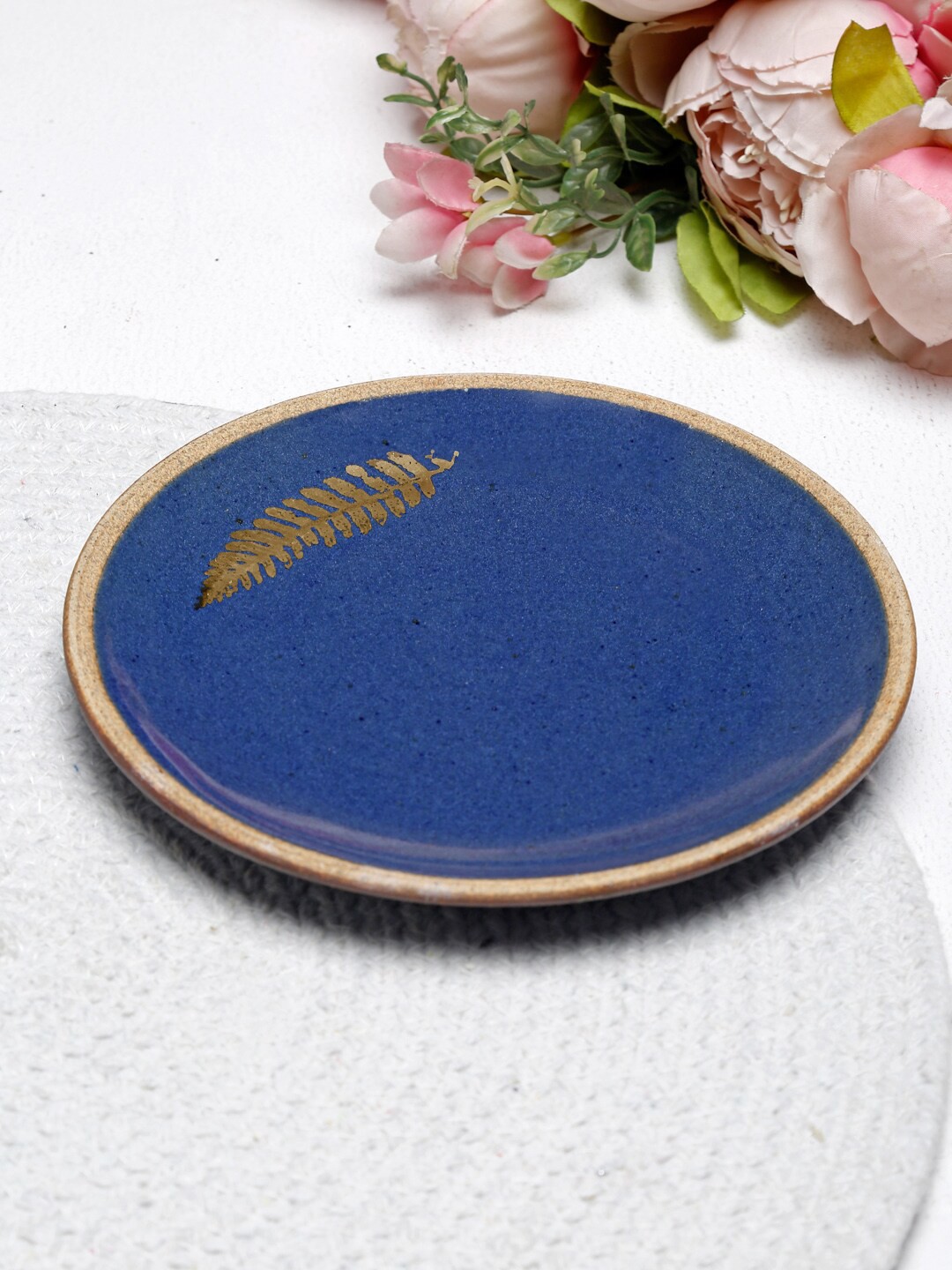 

Fabindia Blue & Gold-Toned Printed Ceramic Glossy Plate