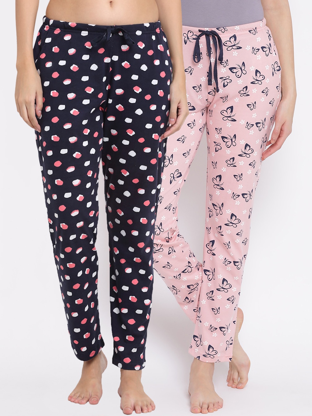 

Kanvin Women Pack Of 2 Printed Lounge Pants, Navy blue