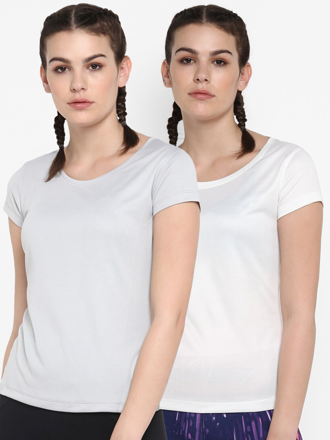 

ScoldMe Women Pack Of 2 Slim-Fit T-shirt, Grey