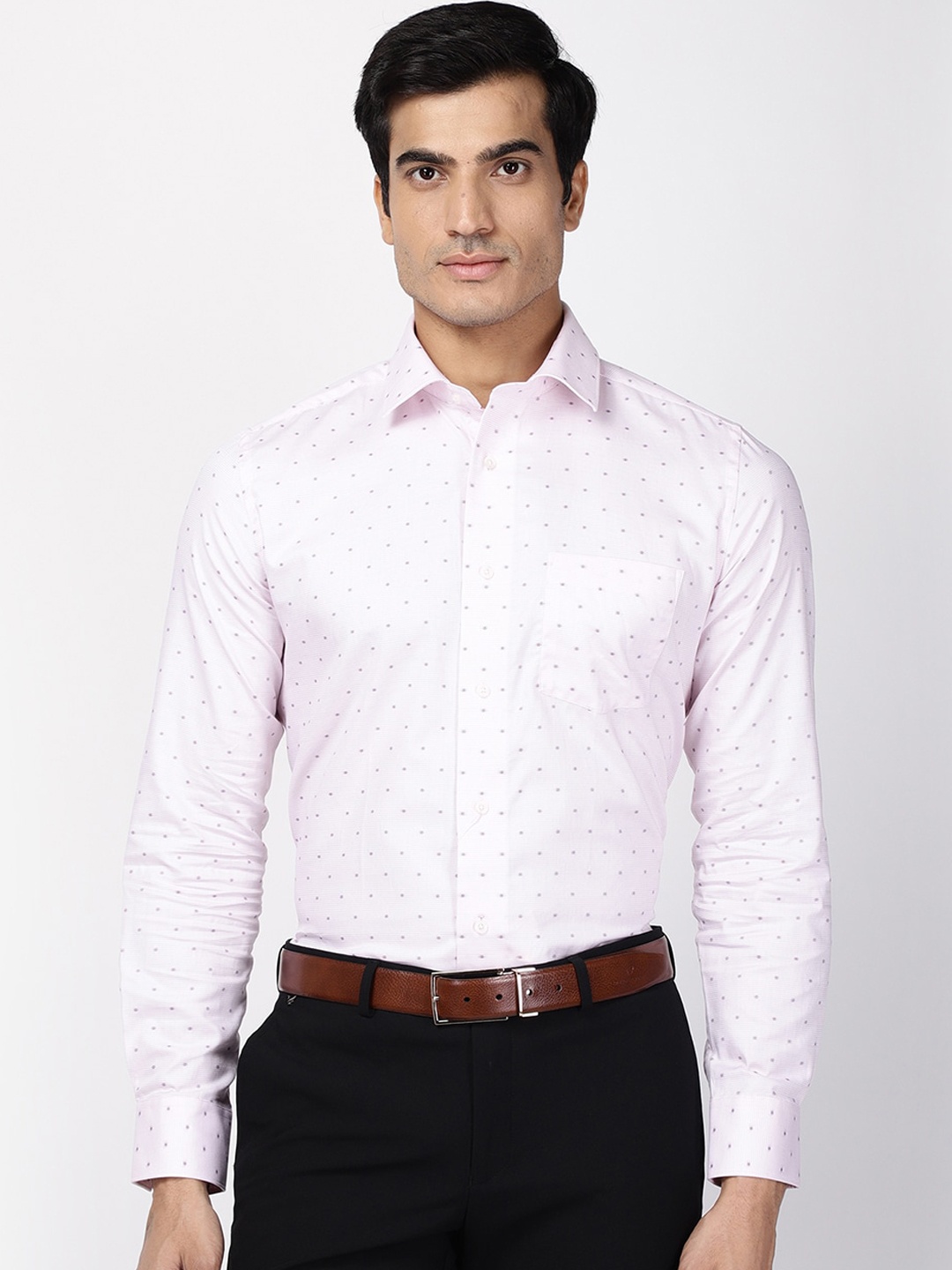 

Blackberrys Men Pink Slim Fit Printed Cotton Formal Shirt