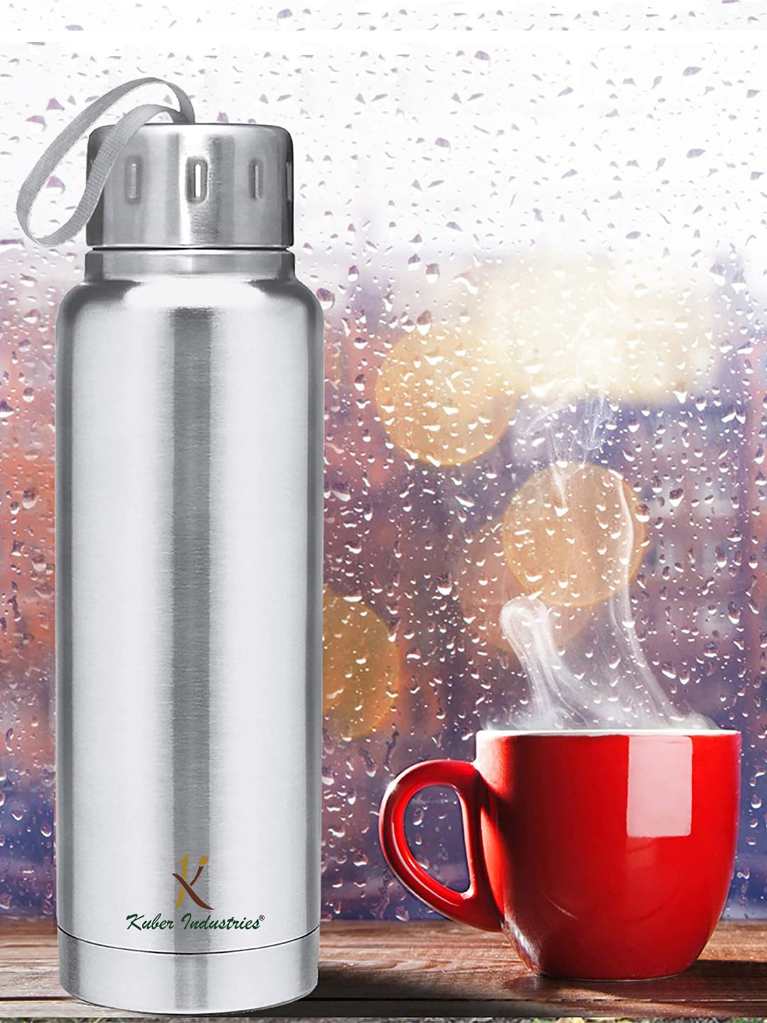 Kuber Industries Silver-Toned Stainless Steel Water Bottle