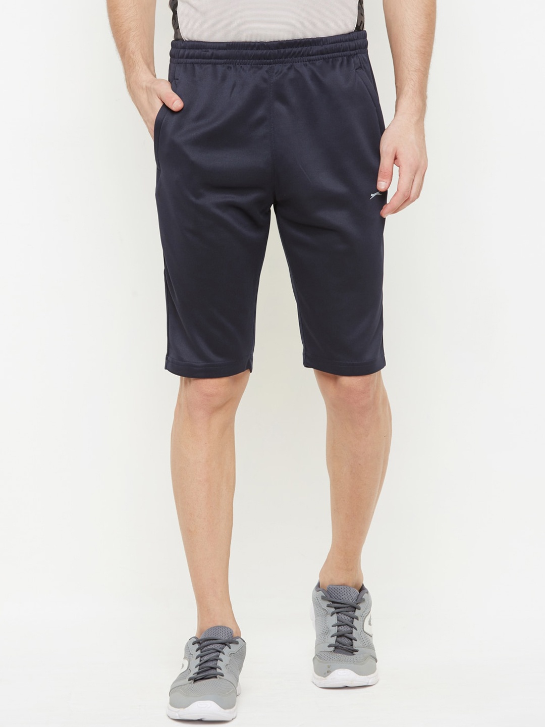 

Black Panther Men Navy Blue Mid-Rise Sports Shorts
