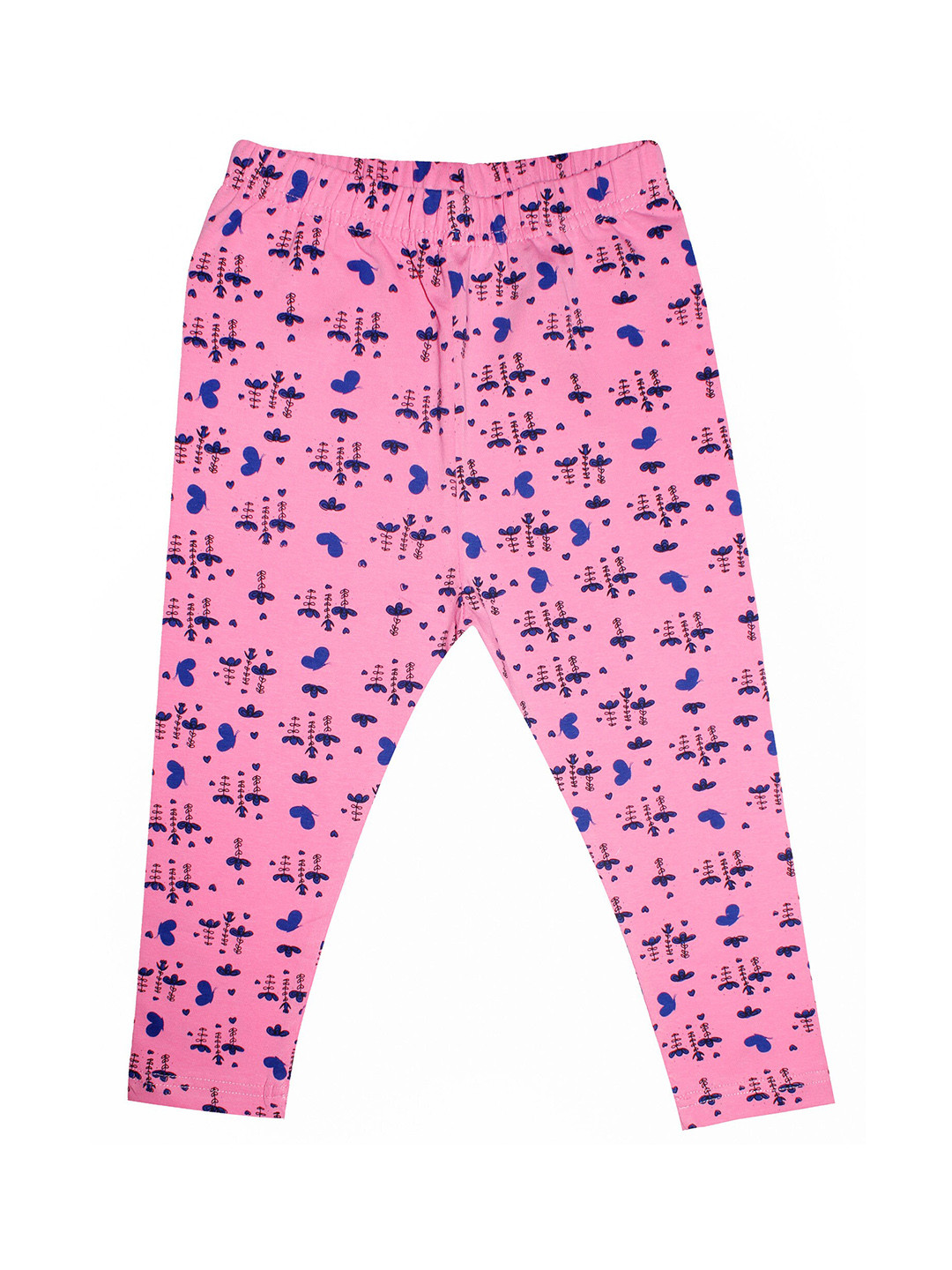 

KiddoPanti Girls Baby Pink & Blue Printed Three-Fourth Length Capri Leggings