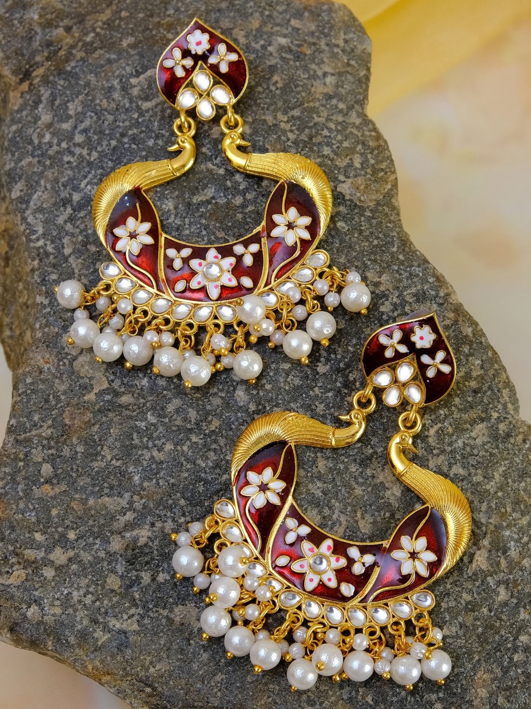 

Crunchy Fashion Maroon Contemporary Chandbalis Earrings