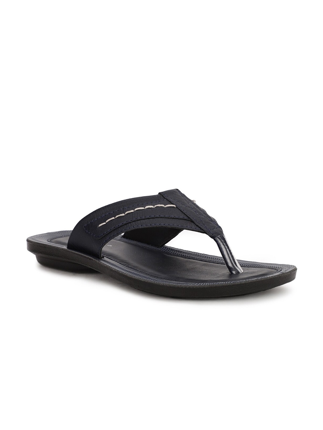 Bata Men Navy Blue & Black PU Comfort Sandals