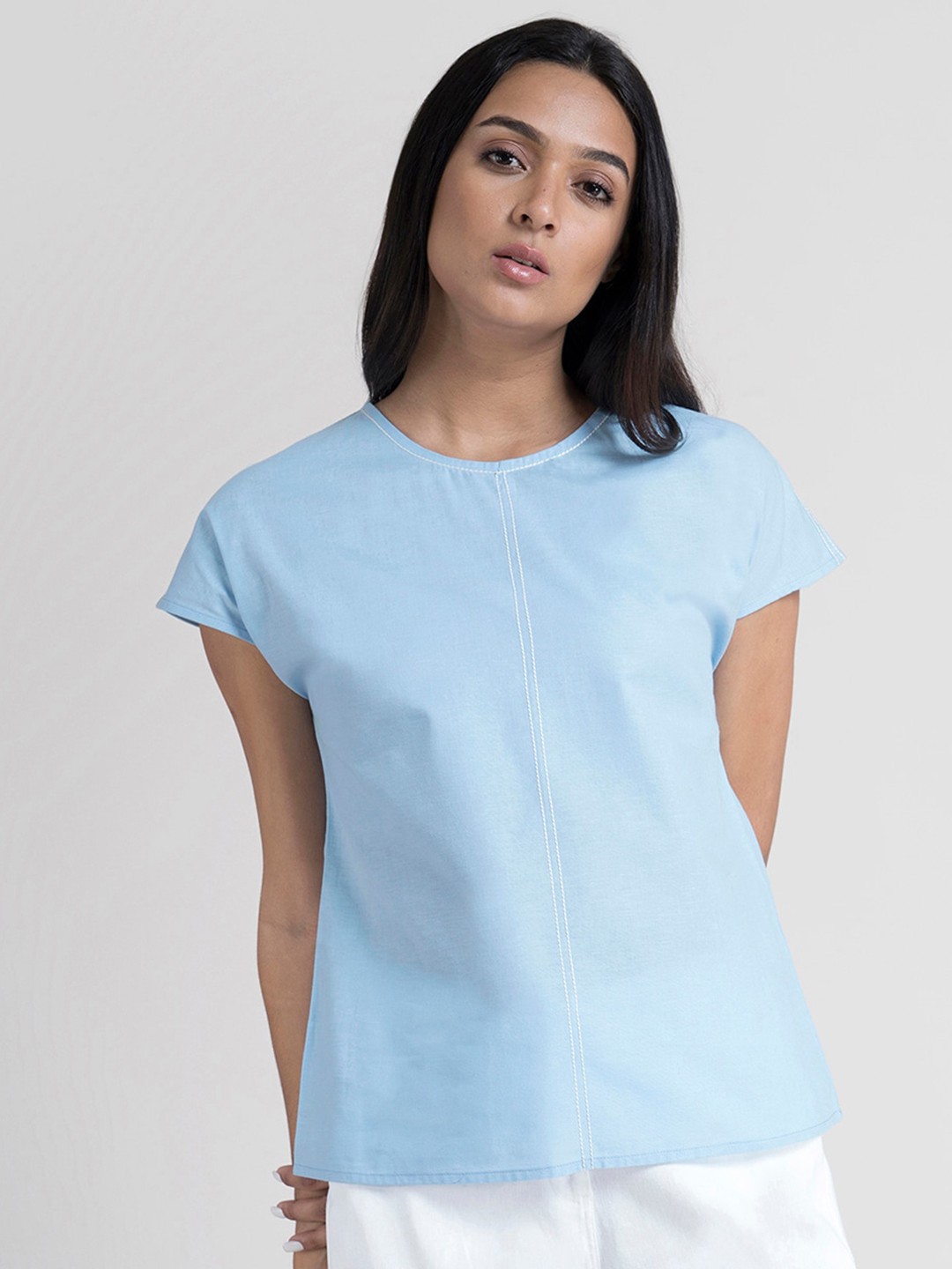 

FableStreet Blue Extended Sleeves Regular Top