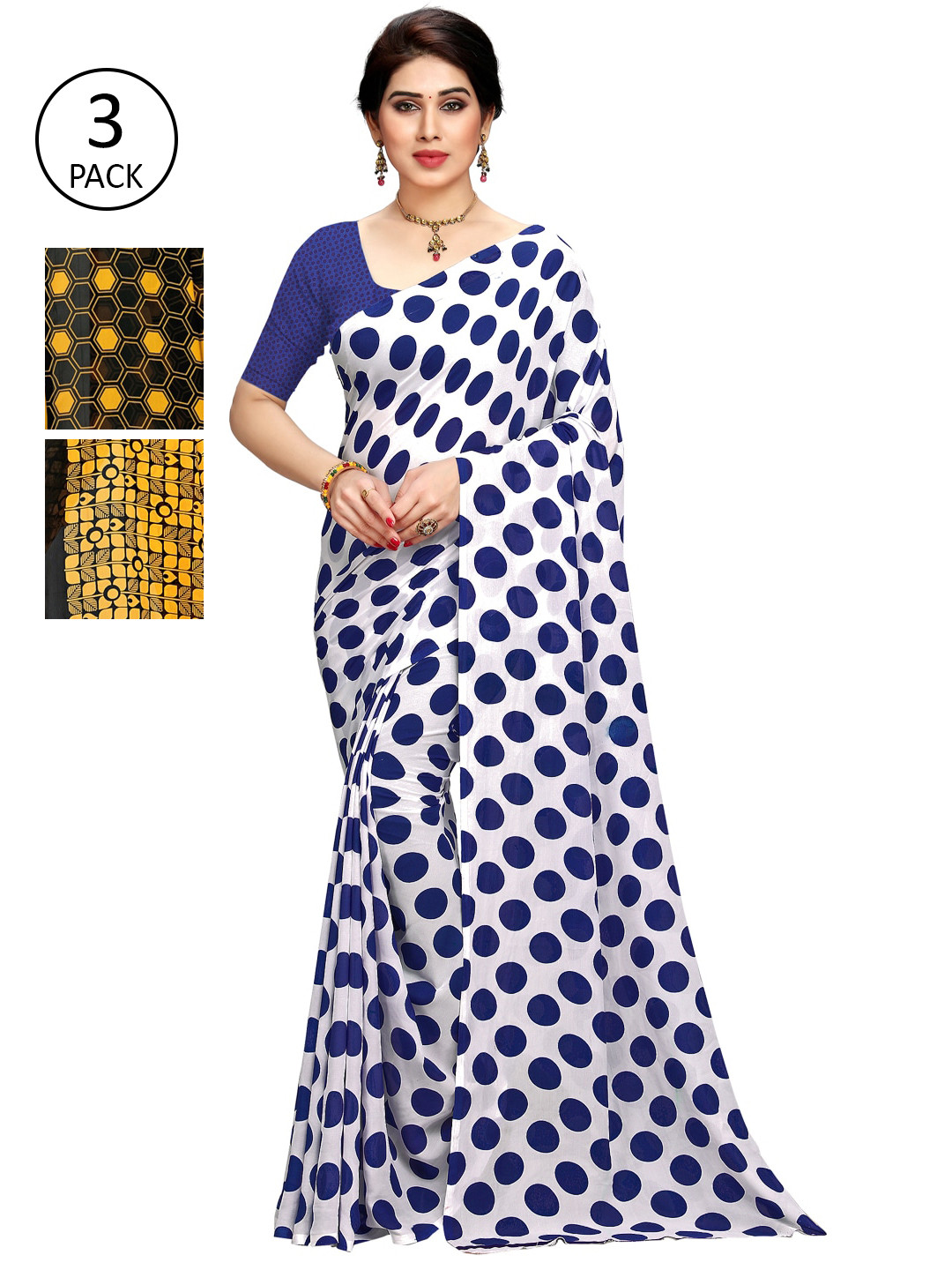 

KALINI Yellow & Blue Pack of 3 Saree