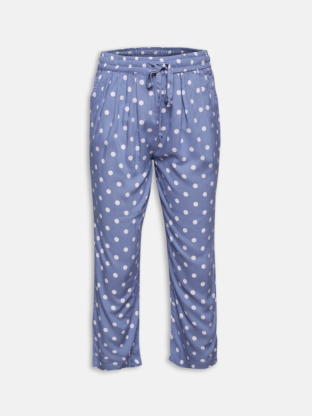 

Oxolloxo Girls Blue Polka Dots Printed Pleated Regular Trousers