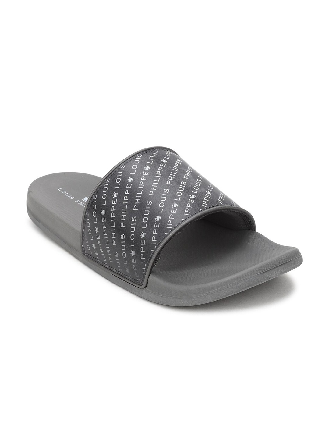 

Louis Philippe Men Grey & White Printed Sliders