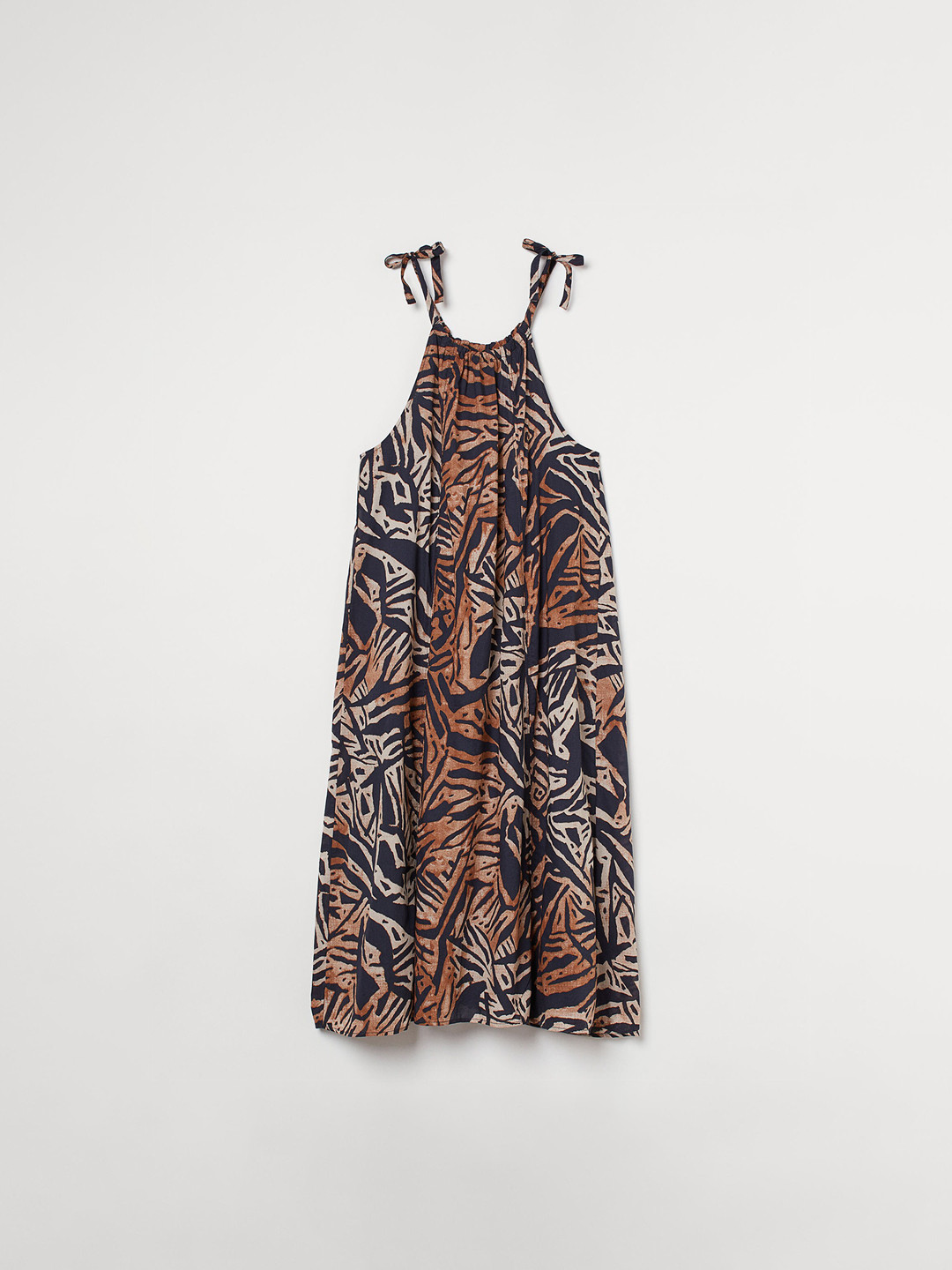 

H&M Women Black & Beige Printed Flared Dress