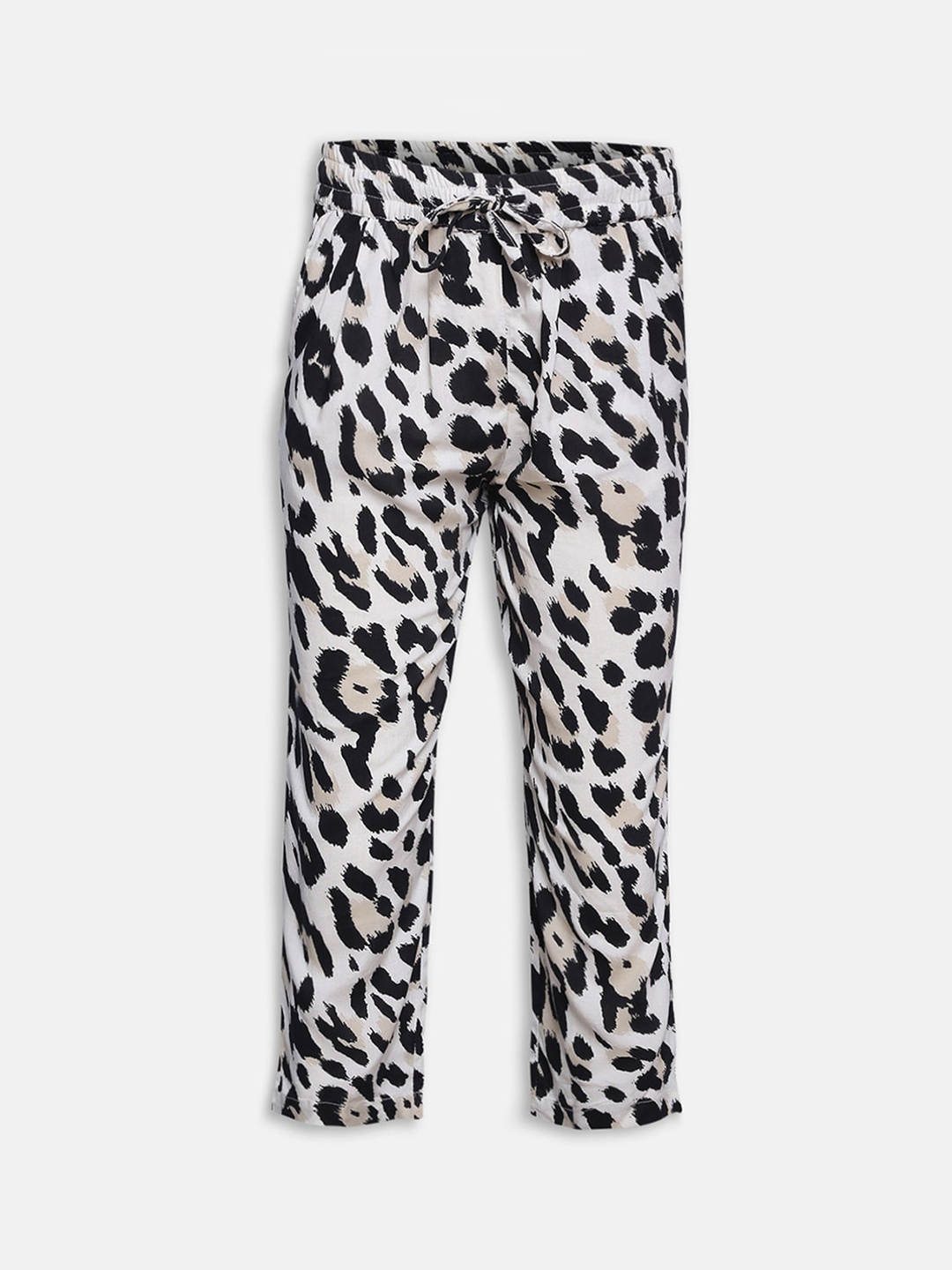 

Oxolloxo Girls Black Animal Printed Regular Trousers