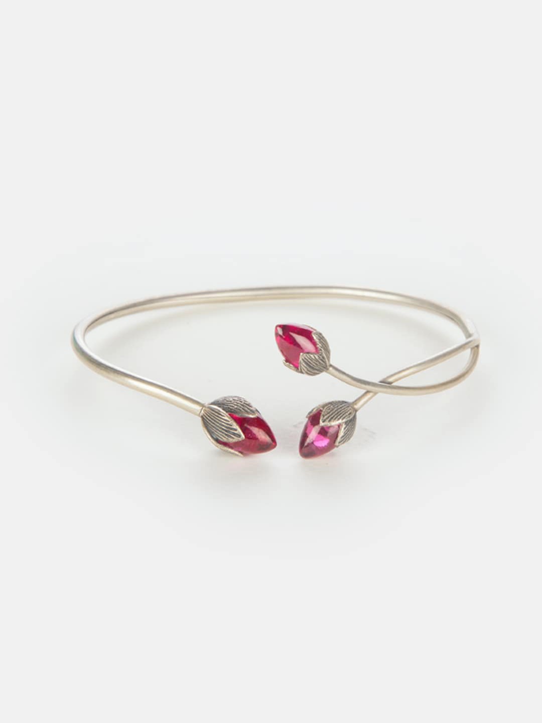 SHAYA Women Silver-Plated & Pink Cuff Bracelet