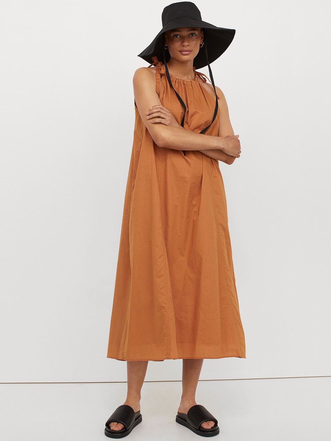 

H&M Women Brown Flared Dress