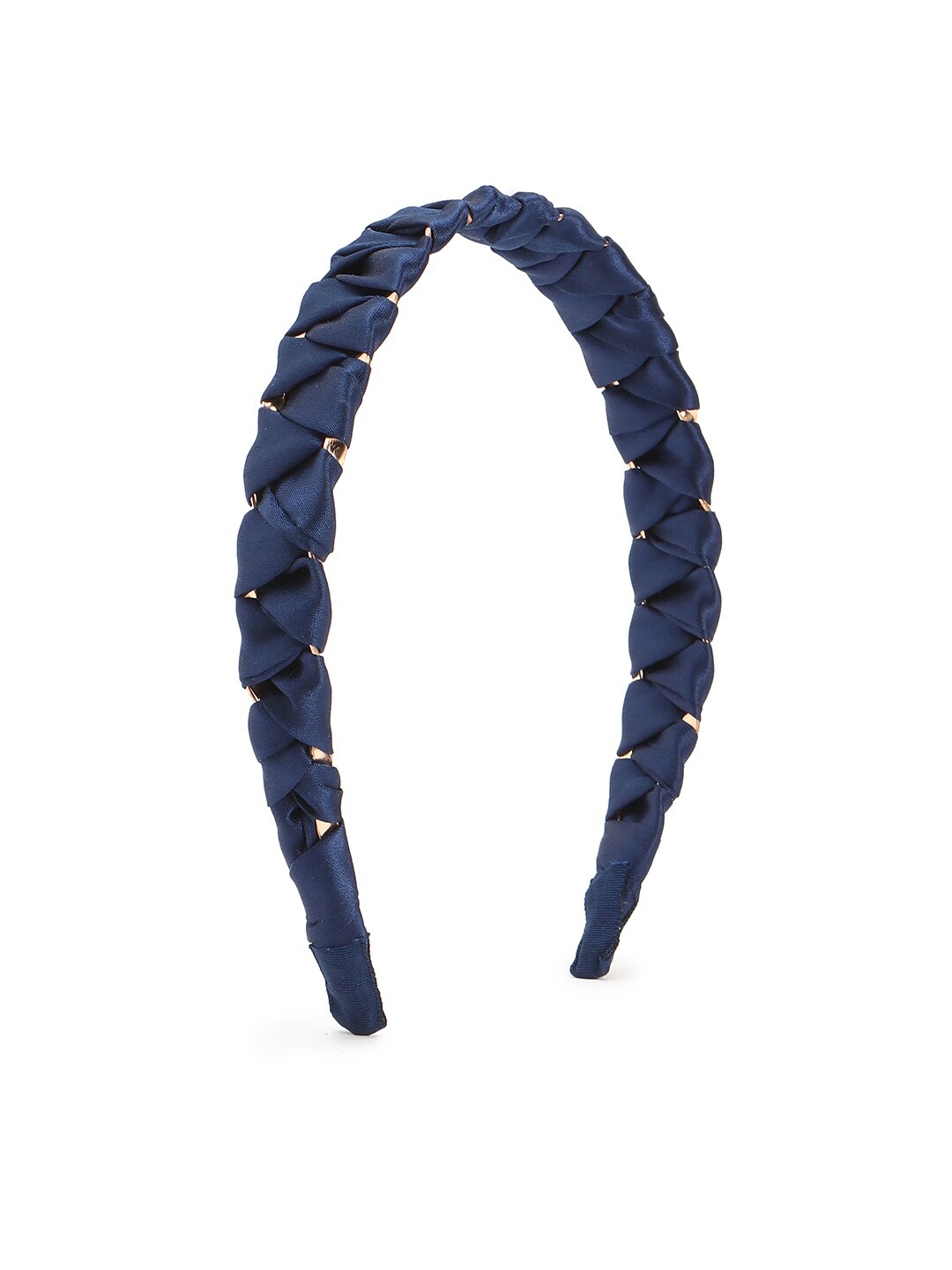 FOREVER 21 Women Blue & Gold-Toned Weave Satin Lace Hairband