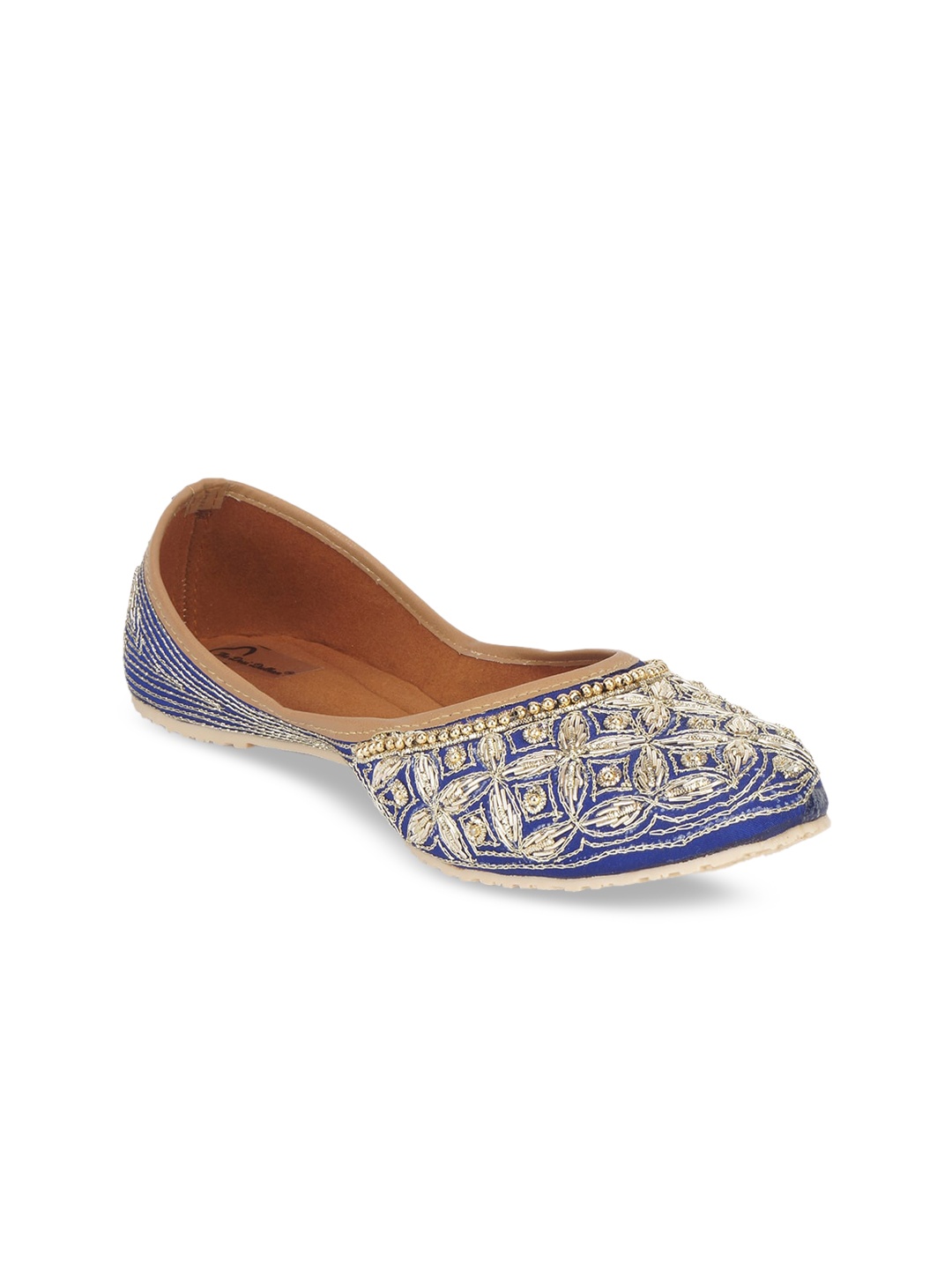 

The Desi Dulhan Women Blue Embellished Ethnic Mojaris Flats