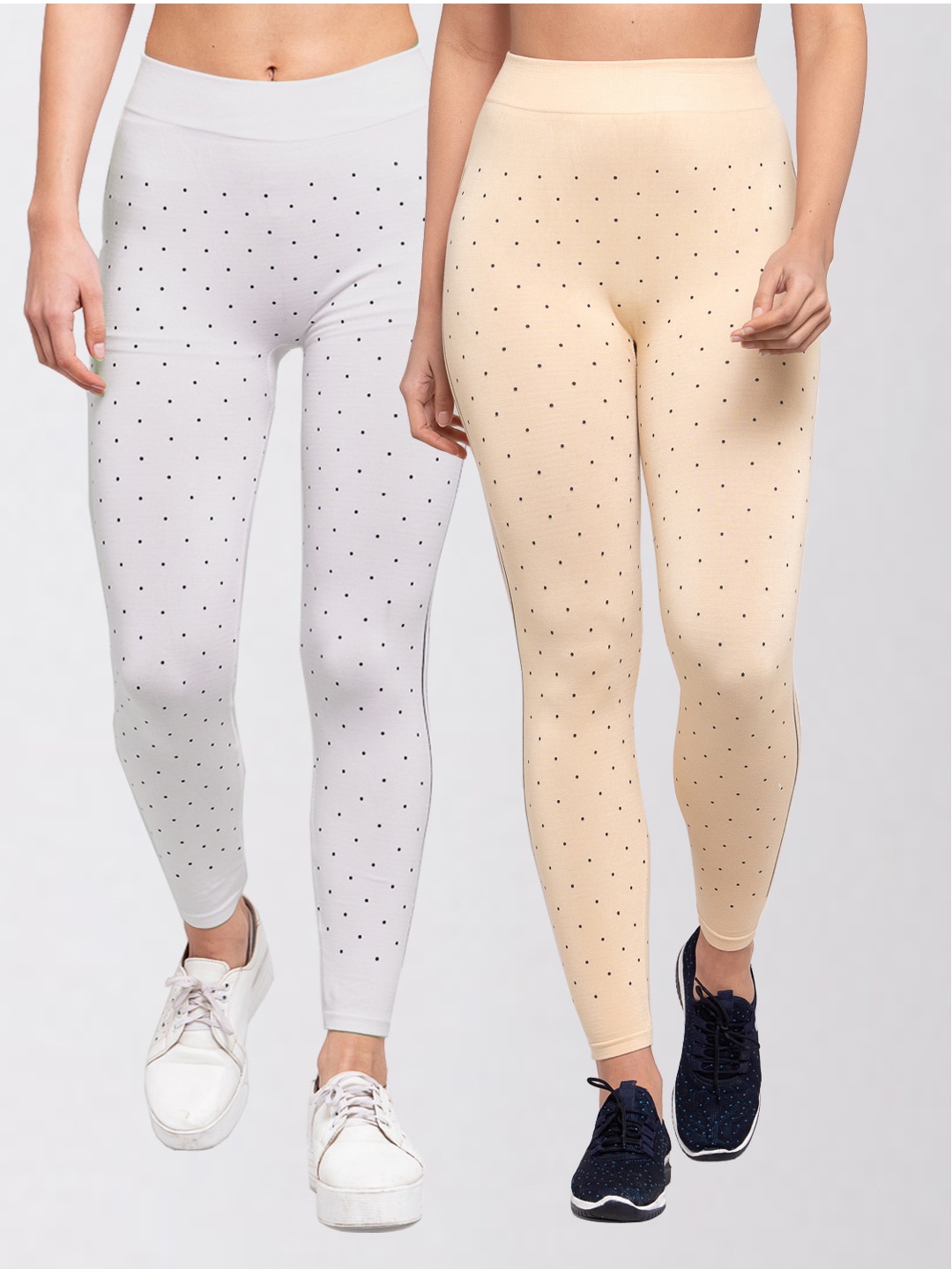 

KLOTTHE Women Pack of 2 Printed Skinny Fit Jeggings, Grey