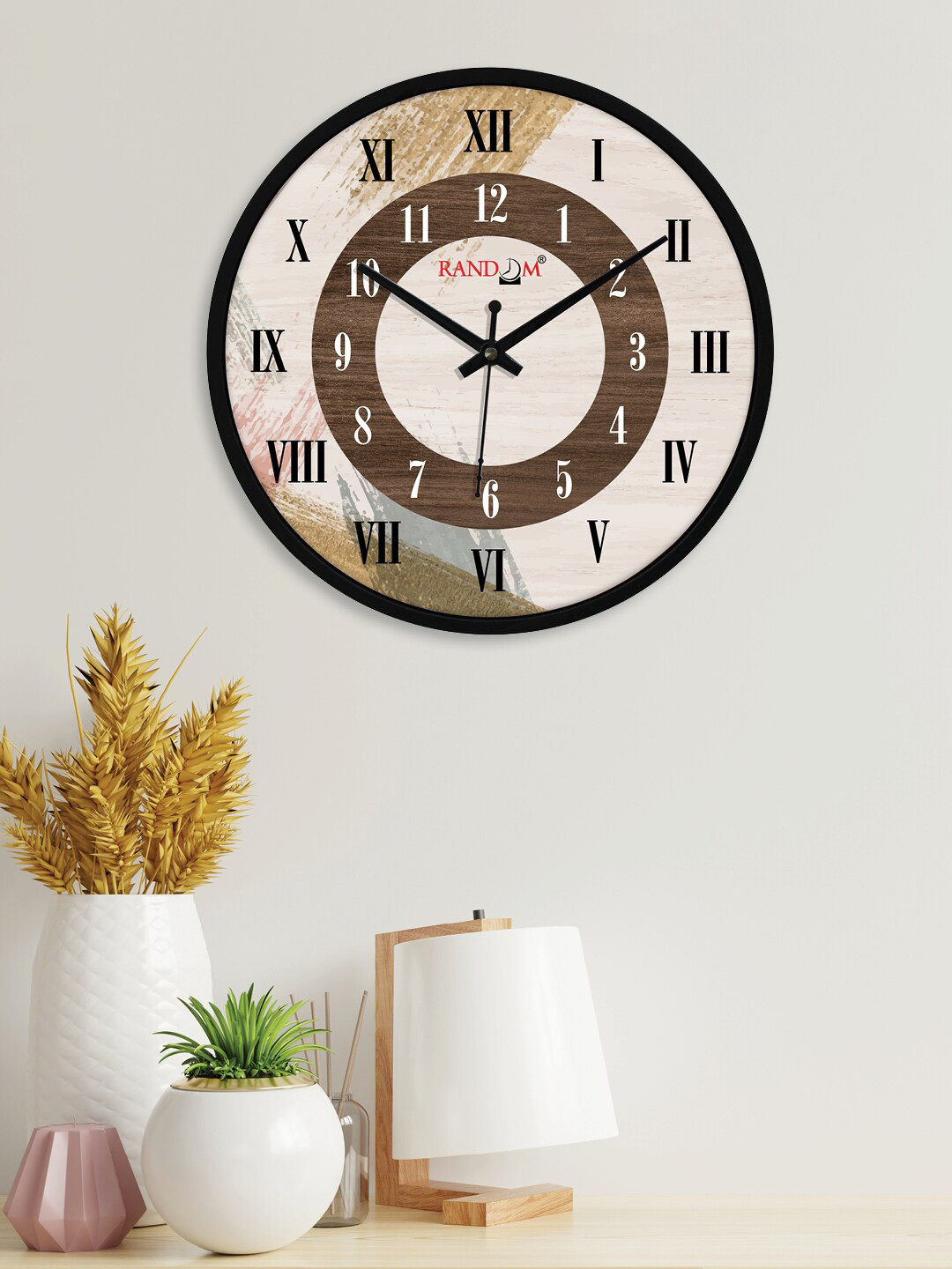 

RANDOM Black & Brown Printed Contemporary 24.1 Cm Wall Clock
