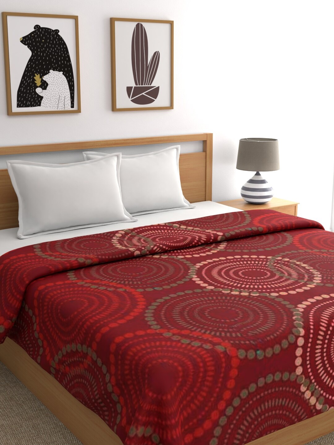 

Raymond Home Red & Green Geometric AC Room 300 GSM Double Bed Blanket
