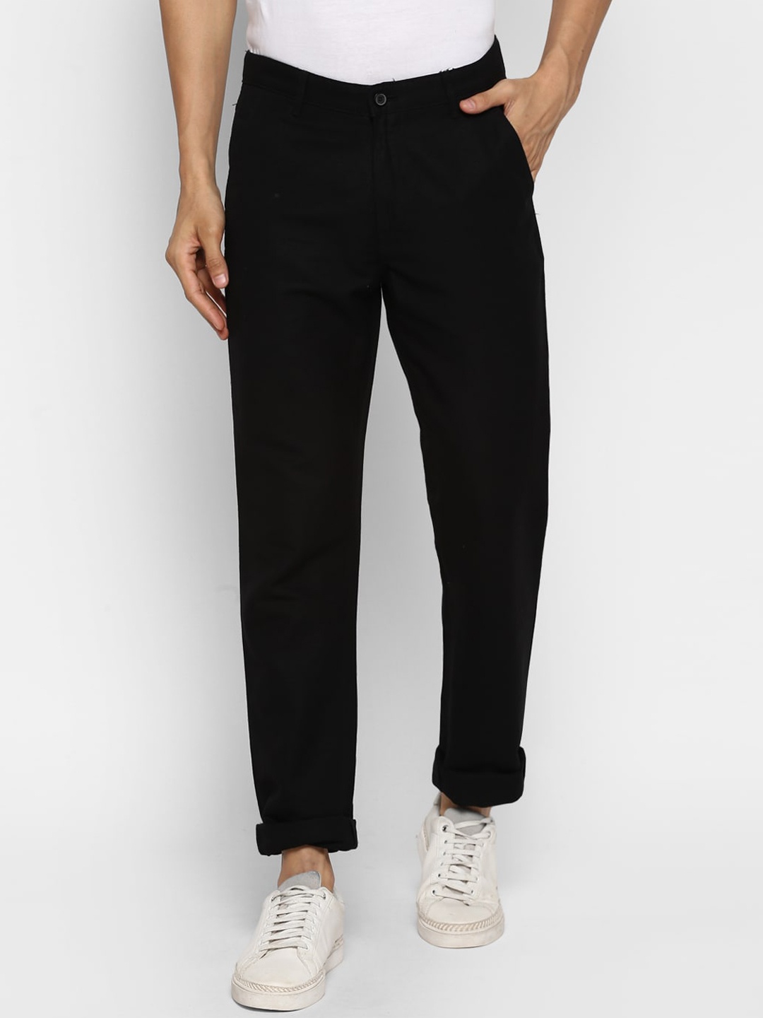 

Cantabil Men Black Straight Fit Regular Trousers