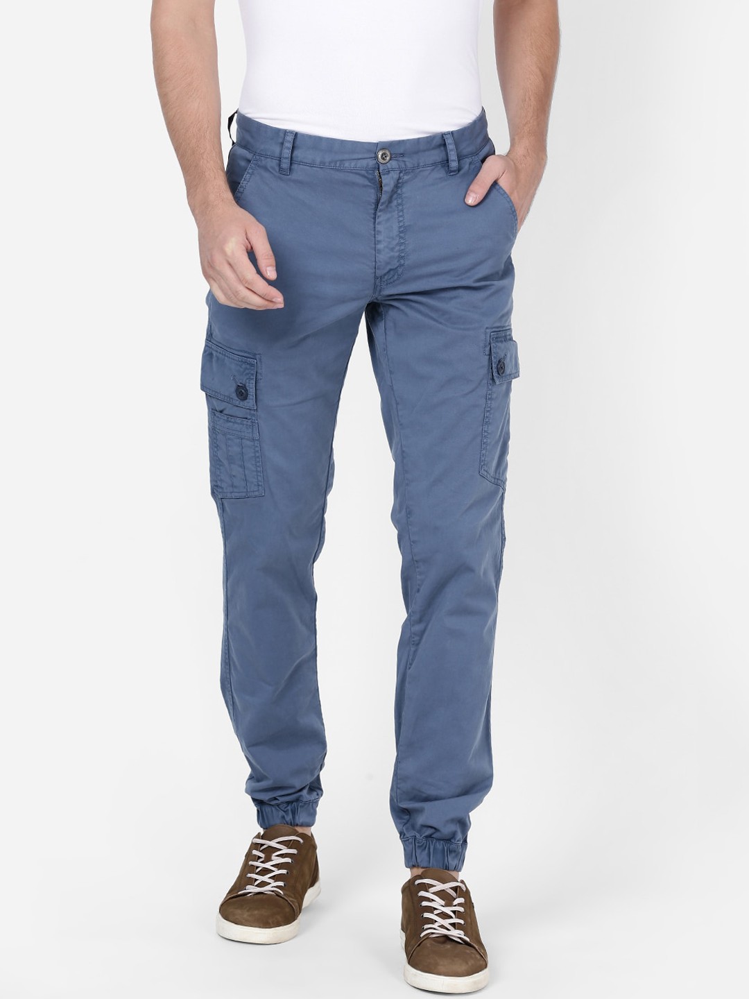

t-base Men Blue Slim Fit Cargos Trousers