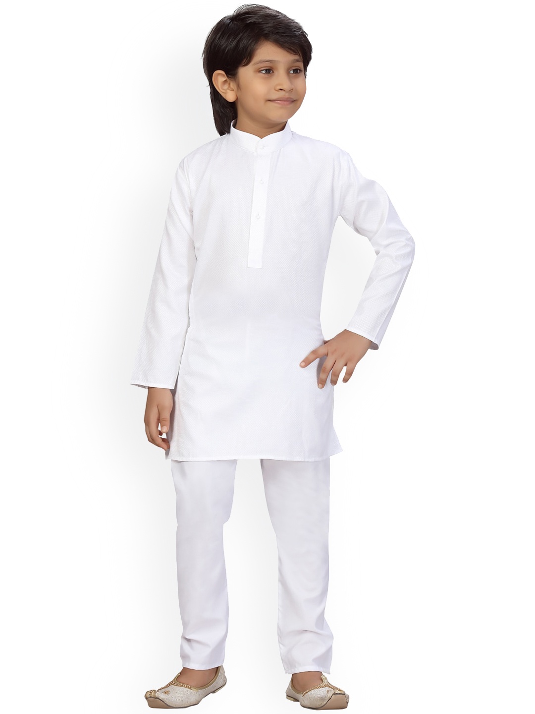 

LITTLE MAFIA BY Aarika Boys White Pure Cotton Kurta with Pyjamas