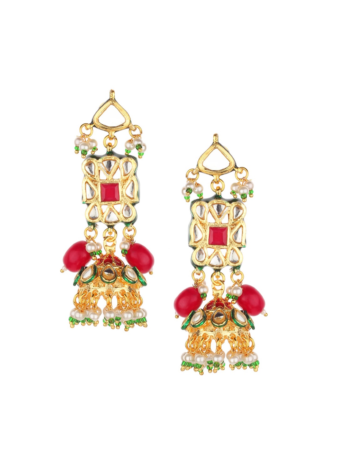 

Runjhun Gold Contemporary Jhumkas Earrings